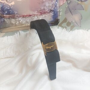 Auth SALVATORE FERRAGAMO Vara Black Head Band Hair Accessory